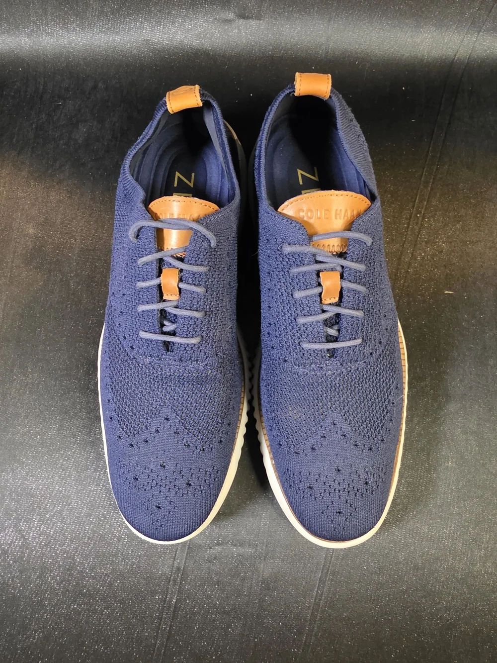 Cole Haan 2.ZERØGRAND Stitchlite KnitMen's Knit Lace-Up Sneakers in Blue and Tan